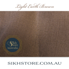 Light earth brown fabric swatch with Sikh Store Australia logo and text.